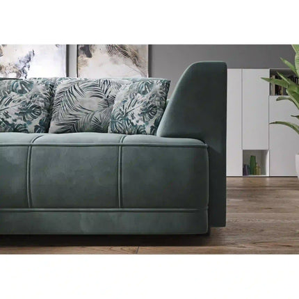 Coltar TIGA, sezlong stanga, stofa catifelata verde inchis - Terra 39, cu reglaj electric, 286x207x77 cm