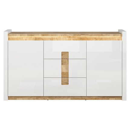 Comoda ALAMEDA, alb/stejar, PAL, 172x41x97 cm