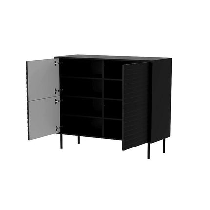 Comoda CORTINA, negru, PAL laminat, 102x40x118 cm