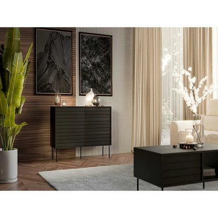 Comoda CORTINA, negru, PAL laminat, 102x40x81 cm