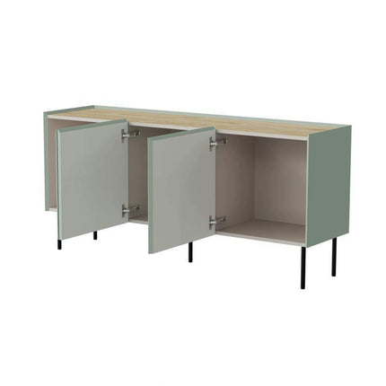 Comoda FELLINI, verde olive/stejar, 150x40x70 cm