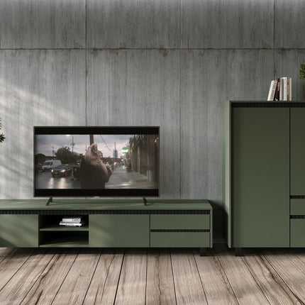 Comoda LOUNGE 4, verde/negru, PAL, 95x45x152.5 cm