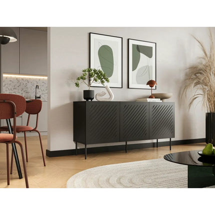 Comoda SIENA, negru, PAL laminat/metal, 151x40x75 cm