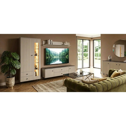 Comoda SIERRA SR8, casmir/negru, PAL laminat, 185x39x86 cm