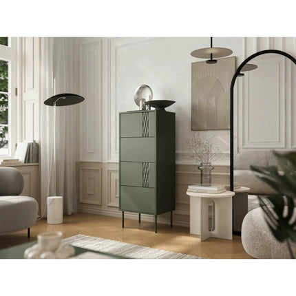 Comoda TRESSE, verde, PAL laminat, 50x40x125 cm