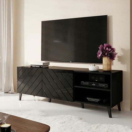 Comoda TV ABETO, negru, PAL laminat, 150x42x52 cm