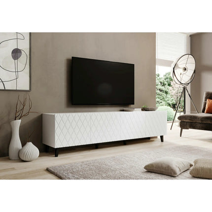 Comoda TV ASTI, alb mat, PAL laminat, 200x42x52 cm