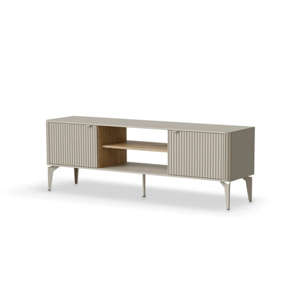 Comoda TV BELUCI, casmir/stejar, PAL laminat/metal, 160x40x56 cm