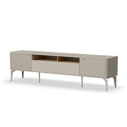Comoda TV BELUCI, casmir/stejar, PAL laminat/metal, 200x40x54 cm