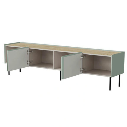 Comoda TV FELLINI, verde olive/stejar, 202x40x52 cm