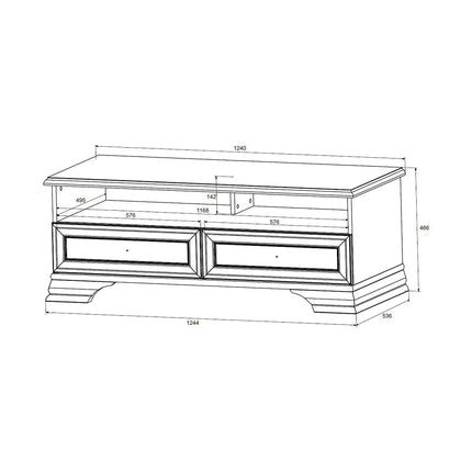 Comoda TV cu sertare IDENTO, alba, PAL, 124.5X53.5X47 CM