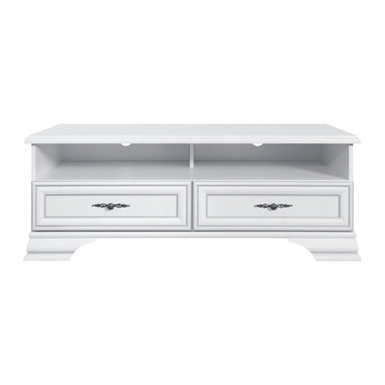 Mobilier living IDENTO 6, alb, format din 2 vitrine, masuta cafea si comoda TV