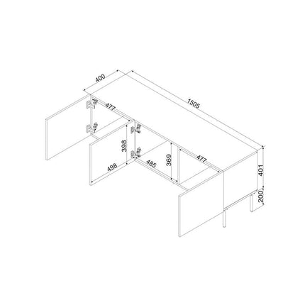 Comoda TV ISLA, bej, PAL laminat, 151x40x60 cm
