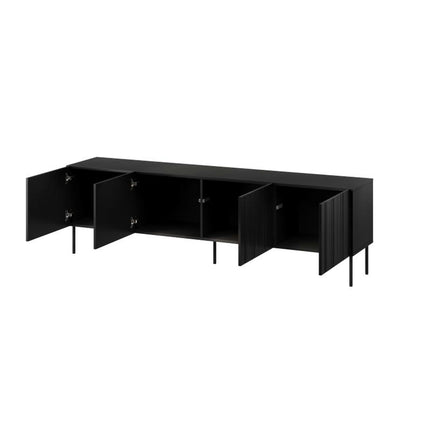 Comoda TV ISLA, negru mat, PAL laminat, 201x40x60 cm