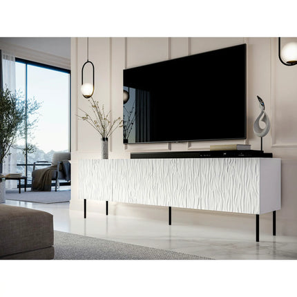 Comoda TV JUNGLE, alb mat, PAL laminat, 190x41x60 cm