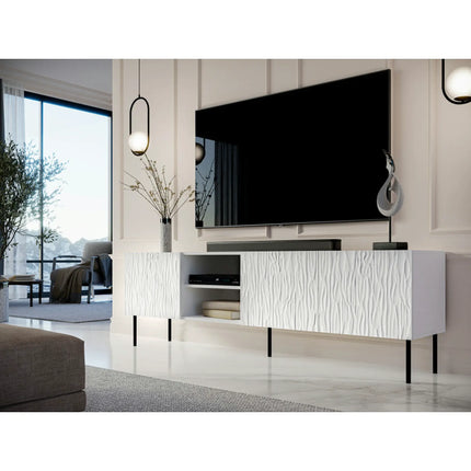 Comoda TV JUNGLE, alb mat, PAL laminat, 190x41x60 cm