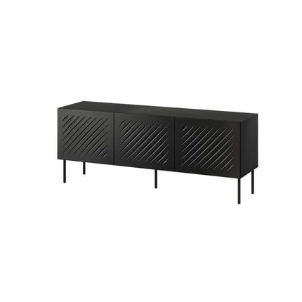 Comoda TV SIENA, negru, PAL laminat/metal, 151x40x60 cm