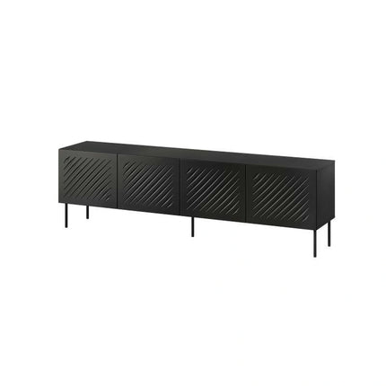 Comoda TV SIENA, negru, PAL laminat/metal, 201x40x60 cm