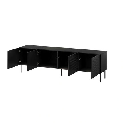 Comoda TV SIENA, negru, PAL laminat/metal, 201x40x60 cm