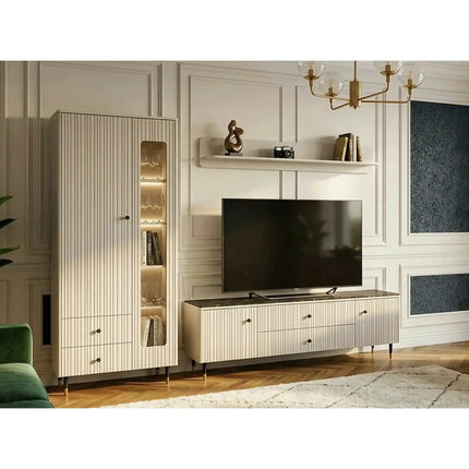 Comoda tv sufragerie SIERRA SR4, casmir/negru, PAL laminat, 185x39x59 cm