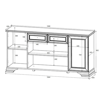 Comoda IDENTO, alb, PAL, 184x45x91 cm