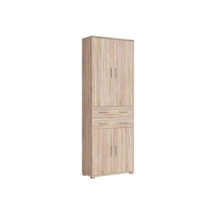 Dulap OFFICE, stejar sonoma, PAL laminat, cu 4 usi si 2 sertare, 79x35x221 cm