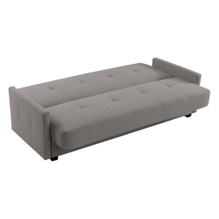 Canapea extensibila MARO, stofa clasica gri - Mossa 09, cu lada depozitare, 207x95x95 cm