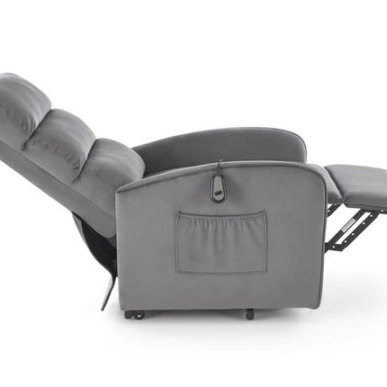 Fotoliu recliner MARONI, stofa catifelata gri - Bluvel 14, 62x92/165x103/84 cm