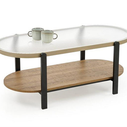 Masuta KAMALA, transparent/negru, 110x54x43 cm