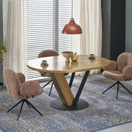 Masa extensibila FANIS, stejar/negru, 120/160x120x78 cm