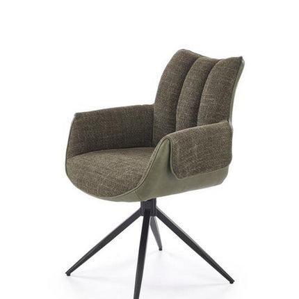 Scaun K579, verde olive/negru, stofa clasica/piele ecologica/otel, 65x64x87 cm