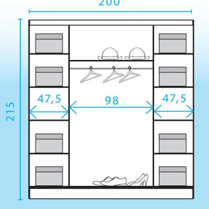 Dressing DENVER DEN2, casmir, PAL, cu 4 usi, 200x59x215 cm