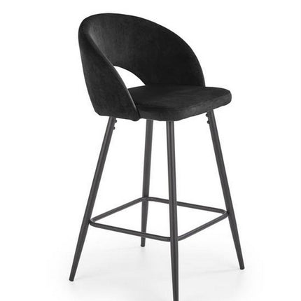 Scaun bar H96, negru - HLR 66, stofa catifelata/otel, 48x49x89 cm