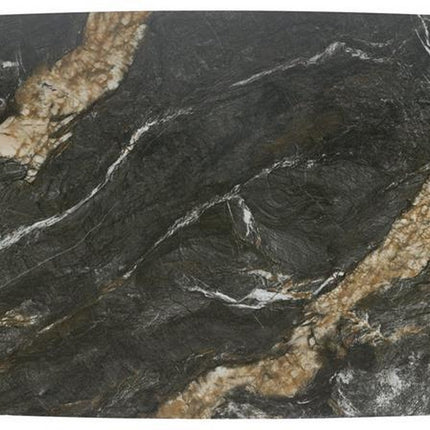Masa extensibila ARMANI, negru cu efect de marmura/negru, piatra sinterizata/otel, 165-241x90x77 cm