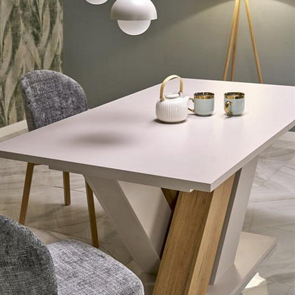 Masa extensibila BRANDON, casmir/stejar, PAL laminat, 160/200x90x77 cm