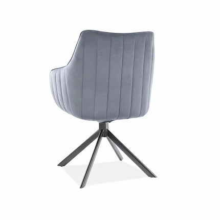 Scaun cu stofa din catifea Azalia, gri inchis, 61x44x86 cm