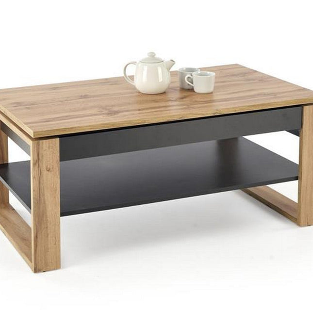 Masuta cafea BETTY, stejar artisan/negru, PAL laminat, 120x65/92x50/72 cm