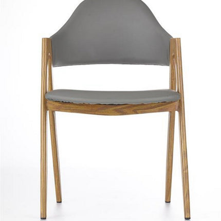 Scaun K247, gri/stejar honey, piele ecologica/metal, 51x51x80 cm