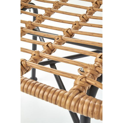 Scaun de gradina K401, negru/natural, rattan sintetic/metal, 47x45x85 cm