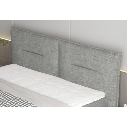 Pat boxspring ELMA 140, personalizabil, cu spatiu depozitare, saltele si topper 5 cm