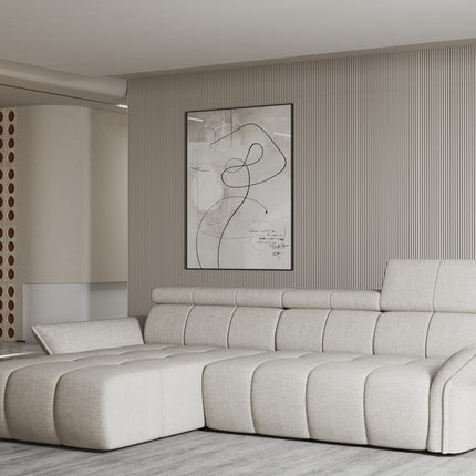 Coltar ENZO S, personalizabil, cu lada depozitare si reglaj electric, 282x177x107 cm