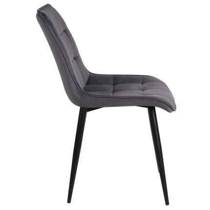 Scaun RON, gri inchis/negru, stofa catifelata/metal, 48x62x87 cm