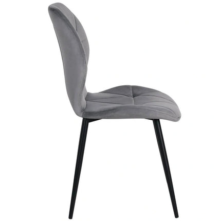 Scaun KEN, gri deschis/negru, stofa catifelata/metal, 47x55x87 cm