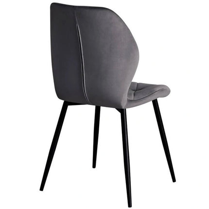 Scaun KEN, gri inchis/negru, stofa catifelata/metal, 47x55x87 cm