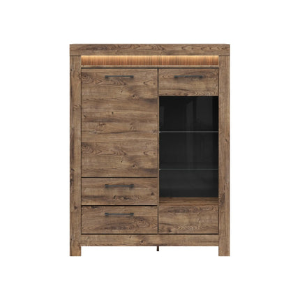 Vitrina TORIN, stejar, PAL/sticla securizata, 114x45x150 cm