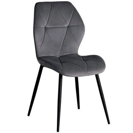 Scaun KEN, gri inchis/negru, stofa catifelata/metal, 47x55x87 cm
