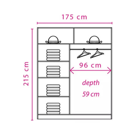 Dulap EFFECT, stejar sonoma, PAL melaminat, cu 2 usi, 175x59x215 cm