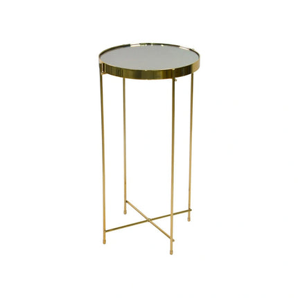 Masuta cafea LEONE, auriu, sticla/metal, 33x33x61 cm