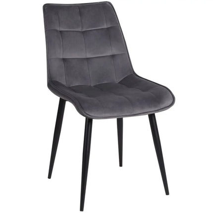 Scaun RON, gri inchis/negru, stofa catifelata/metal, 48x62x87 cm