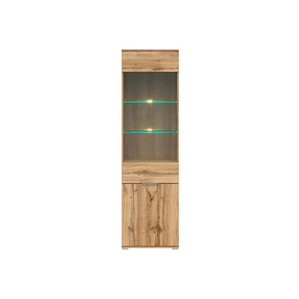 Vitrina ZELE, stejar wotan, PAL laminat, 56x41x195 cm
